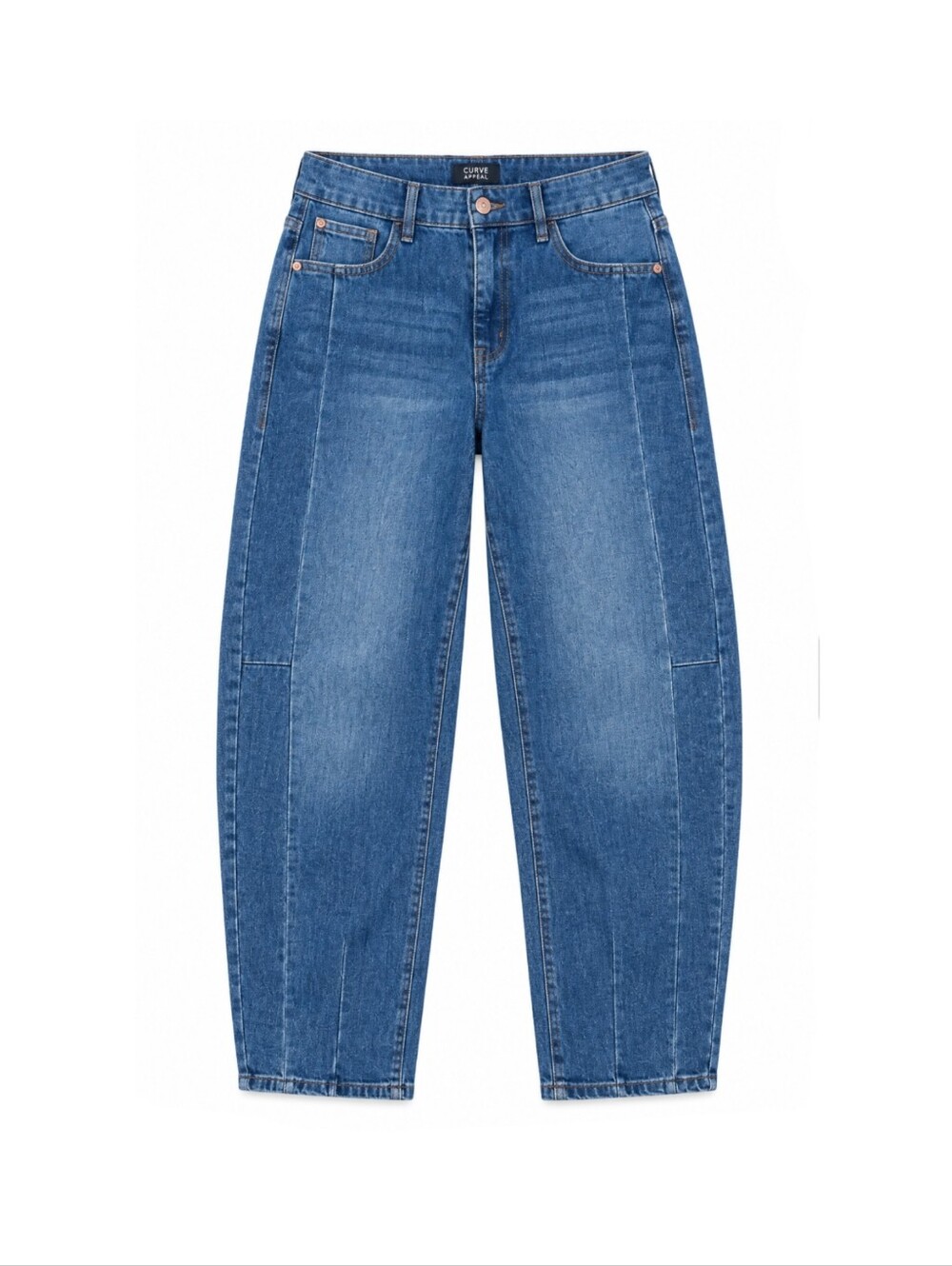 🆕️ Curve Appeal High Rise Front Seam Barrel Jeans in Medium Wash